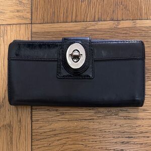 Coach Black Leather Turnlock Wallet